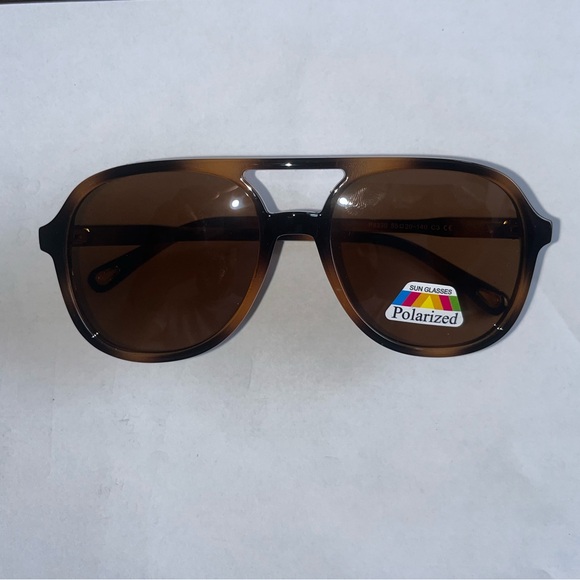 Woman’s/Mens Retro Havana Square Aviator Polarized Bridged Tortoise Sunglasses - Picture 13 of 14